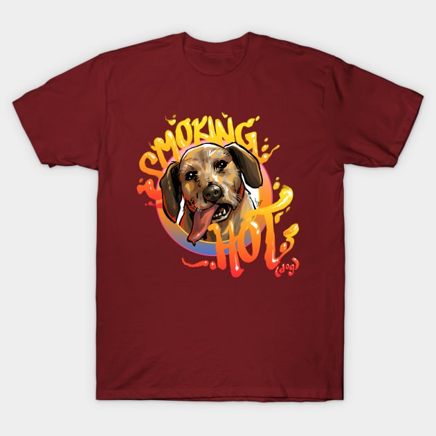 Smoking Hot (Dog) T-Shirt by CandaceAprilLee